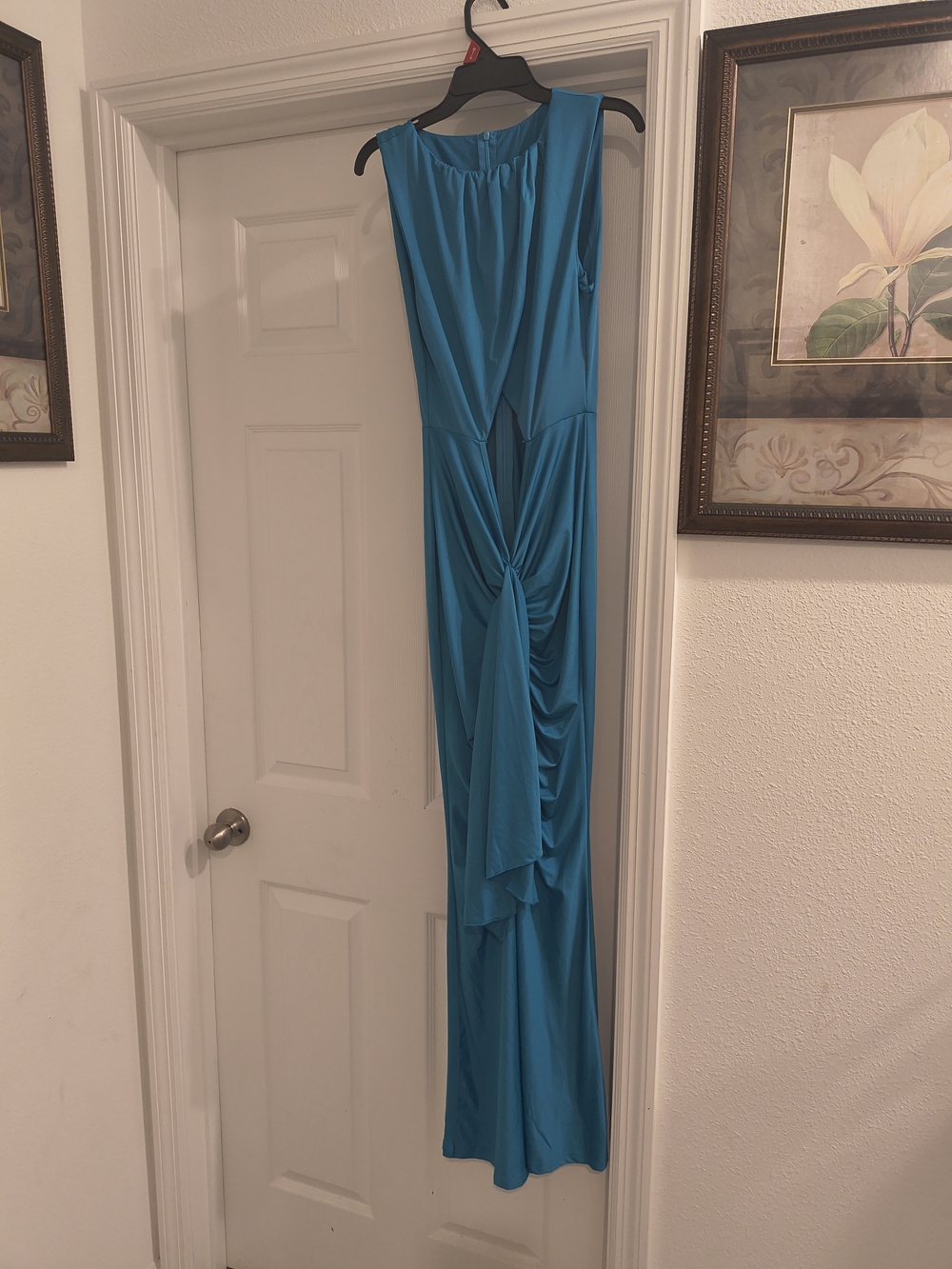 Sleeveless Twist-Front Maxi Jumpsuit in Teal
